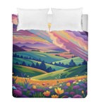 Field Valley Nature Meadows Flowers Dawn Landscape Duvet Cover Double Side (Full/ Double Size)