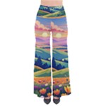 Field Valley Nature Meadows Flowers Dawn Landscape So Vintage Palazzo Pants