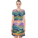 Field Valley Nature Meadows Flowers Dawn Landscape Adorable in Chiffon Dress