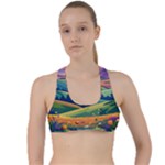 Field Valley Nature Meadows Flowers Dawn Landscape Criss Cross Racerback Sports Bra