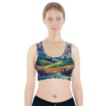 Field Valley Nature Meadows Flowers Dawn Landscape Sports Bra With Pocket