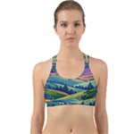 Field Valley Nature Meadows Flowers Dawn Landscape Back Web Sports Bra