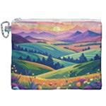 Field Valley Nature Meadows Flowers Dawn Landscape Canvas Cosmetic Bag (XXL)