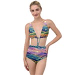 Field Valley Nature Meadows Flowers Dawn Landscape Tied Up Two Piece Swimsuit