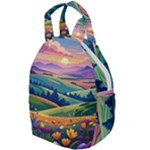 Field Valley Nature Meadows Flowers Dawn Landscape Travel Backpack