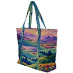 Field Valley Nature Meadows Flowers Dawn Landscape Zip Up Canvas Bag