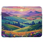 Field Valley Nature Meadows Flowers Dawn Landscape 17  Vertical Laptop Sleeve Case With Pocket