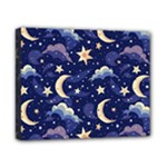 Night Moon Seamless Background Stars Sky Clouds Texture Pattern Canvas 10  x 8  (Stretched)