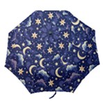 Night Moon Seamless Background Stars Sky Clouds Texture Pattern Folding Umbrellas