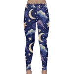 Night Moon Seamless Background Stars Sky Clouds Texture Pattern Classic Yoga Leggings