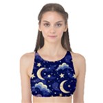 Night Moon Seamless Background Stars Sky Clouds Texture Pattern Tank Bikini Top