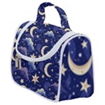 Night Moon Seamless Background Stars Sky Clouds Texture Pattern Satchel Handbag