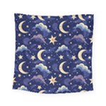 Night Moon Seamless Background Stars Sky Clouds Texture Pattern Square Tapestry (Small)