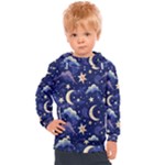 Night Moon Seamless Background Stars Sky Clouds Texture Pattern Kids  Hooded Pullover