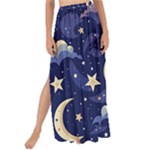 Night Moon Seamless Background Stars Sky Clouds Texture Pattern Maxi Chiffon Tie-Up Sarong