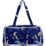 Night Moon Seamless Background Stars Sky Clouds Texture Pattern Multi Function Bag