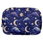 Night Moon Seamless Background Stars Sky Clouds Texture Pattern Make Up Pouch (Small)