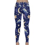 Night Moon Seamless Background Stars Sky Clouds Texture Pattern Lightweight Velour Classic Yoga Leggings