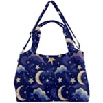 Night Moon Seamless Background Stars Sky Clouds Texture Pattern Double Compartment Shoulder Bag