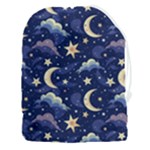 Night Moon Seamless Background Stars Sky Clouds Texture Pattern Drawstring Pouch (3XL)