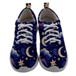 Night Moon Seamless Background Stars Sky Clouds Texture Pattern Women Athletic Shoes