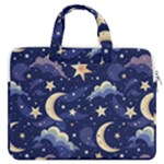 Night Moon Seamless Background Stars Sky Clouds Texture Pattern MacBook Pro 13  Double Pocket Laptop Bag