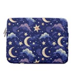 Night Moon Seamless Background Stars Sky Clouds Texture Pattern 15  Vertical Laptop Sleeve Case With Pocket