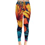 Hibiscus Flowers Colorful Vibrant Tropical Garden Bright Saturated Nature Everyday Leggings 