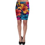 Hibiscus Flowers Colorful Vibrant Tropical Garden Bright Saturated Nature Bodycon Skirt