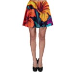 Hibiscus Flowers Colorful Vibrant Tropical Garden Bright Saturated Nature Skater Skirt