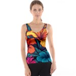 Hibiscus Flowers Colorful Vibrant Tropical Garden Bright Saturated Nature Women s Basic Tank Top