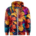 Hibiscus Flowers Colorful Vibrant Tropical Garden Bright Saturated Nature Men s Zipper Hoodie