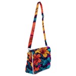 Hibiscus Flowers Colorful Vibrant Tropical Garden Bright Saturated Nature Shoulder Bag with Back Zipper