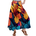 Hibiscus Flowers Colorful Vibrant Tropical Garden Bright Saturated Nature Women s Satin Palazzo Pants