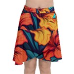 Hibiscus Flowers Colorful Vibrant Tropical Garden Bright Saturated Nature Chiffon Wrap Front Skirt
