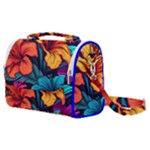 Hibiscus Flowers Colorful Vibrant Tropical Garden Bright Saturated Nature Satchel Shoulder Bag