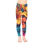 Hibiscus Flowers Colorful Vibrant Tropical Garden Bright Saturated Nature Kids  Leggings