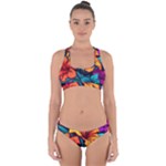 Hibiscus Flowers Colorful Vibrant Tropical Garden Bright Saturated Nature Cross Back Hipster Bikini Set