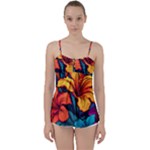 Hibiscus Flowers Colorful Vibrant Tropical Garden Bright Saturated Nature Babydoll Tankini Top