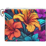 Hibiscus Flowers Colorful Vibrant Tropical Garden Bright Saturated Nature Canvas Cosmetic Bag (XXXL)