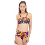 Hibiscus Flowers Colorful Vibrant Tropical Garden Bright Saturated Nature Cage Up Bikini Set