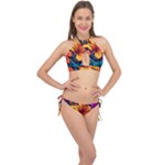 Hibiscus Flowers Colorful Vibrant Tropical Garden Bright Saturated Nature Cross Front Halter Bikini Set