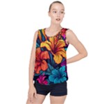 Hibiscus Flowers Colorful Vibrant Tropical Garden Bright Saturated Nature Bubble Hem Chiffon Tank Top