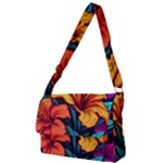 Hibiscus Flowers Colorful Vibrant Tropical Garden Bright Saturated Nature Full Print Messenger Bag (L)