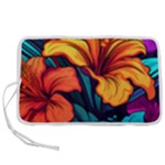 Hibiscus Flowers Colorful Vibrant Tropical Garden Bright Saturated Nature Pen Storage Case (M)