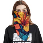 Hibiscus Flowers Colorful Vibrant Tropical Garden Bright Saturated Nature Face Covering Bandana (Triangle)