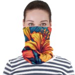 Hibiscus Flowers Colorful Vibrant Tropical Garden Bright Saturated Nature Face Seamless Bandana (Adult)