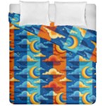 Clouds Stars Sky Moon Day And Night Background Wallpaper Duvet Cover Double Side (California King Size)