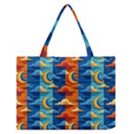 Clouds Stars Sky Moon Day And Night Background Wallpaper Zipper Medium Tote Bag