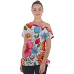 Flowers Plants Bouquets Decor Flower Decoration Garden Flower Shop Scent Romance Wallpaper Nature Off Shoulder Tie-Up T-Shirt